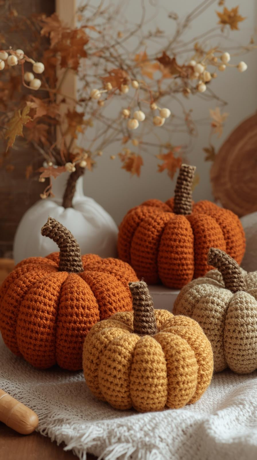 Textured Crochet Pumpkin Trio – Modern Fall Home Decor Pattern PDF