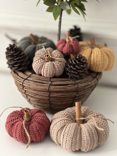 Textured Crochet Pumpkin Trio – Modern Fall Home Decor Pattern PDF