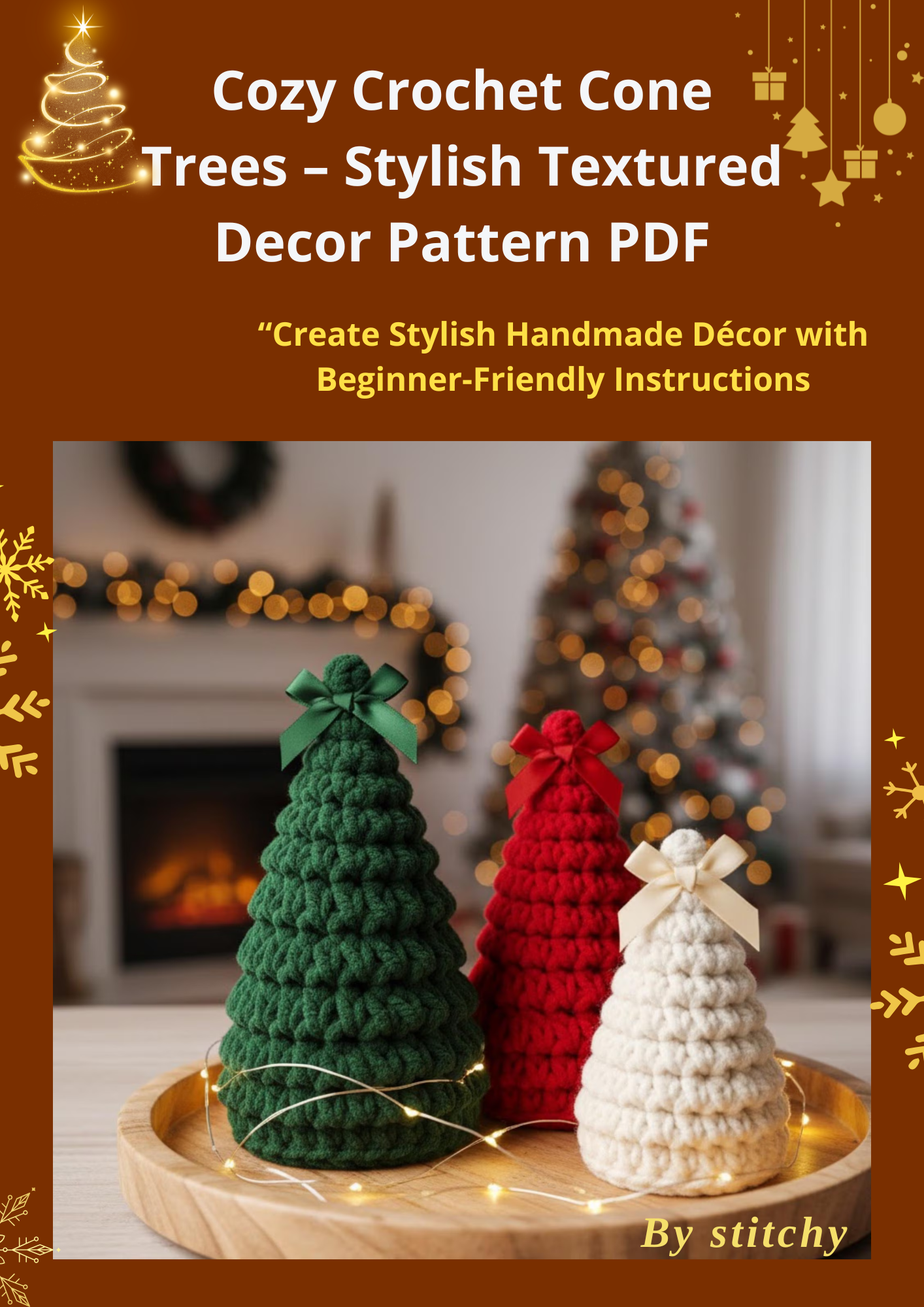 Cozy Crochet Cone Trees – Stylish Textured Decor Pattern PDF
