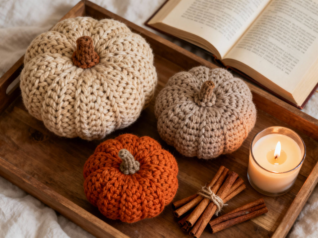 Textured Crochet Pumpkin Trio – Modern Fall Home Decor Pattern PDF